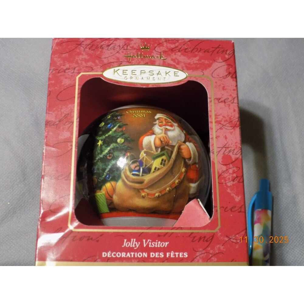 Hallmark Keepsake Christmas Ornament Jolly Visitor 2001 In Box NEW SANTA
